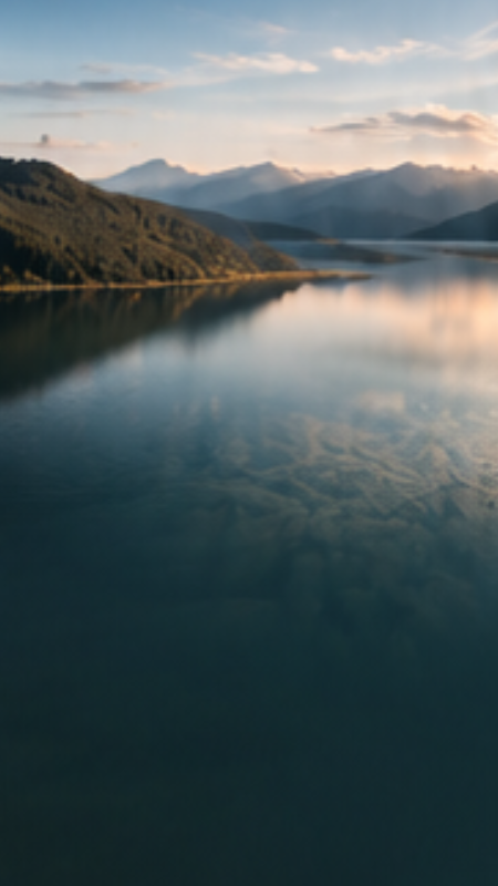 Lac de montagne ressourçant au lever du jour, symbole du sommeil et de la récupération